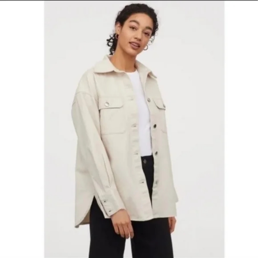 H&M cream soft Shacket